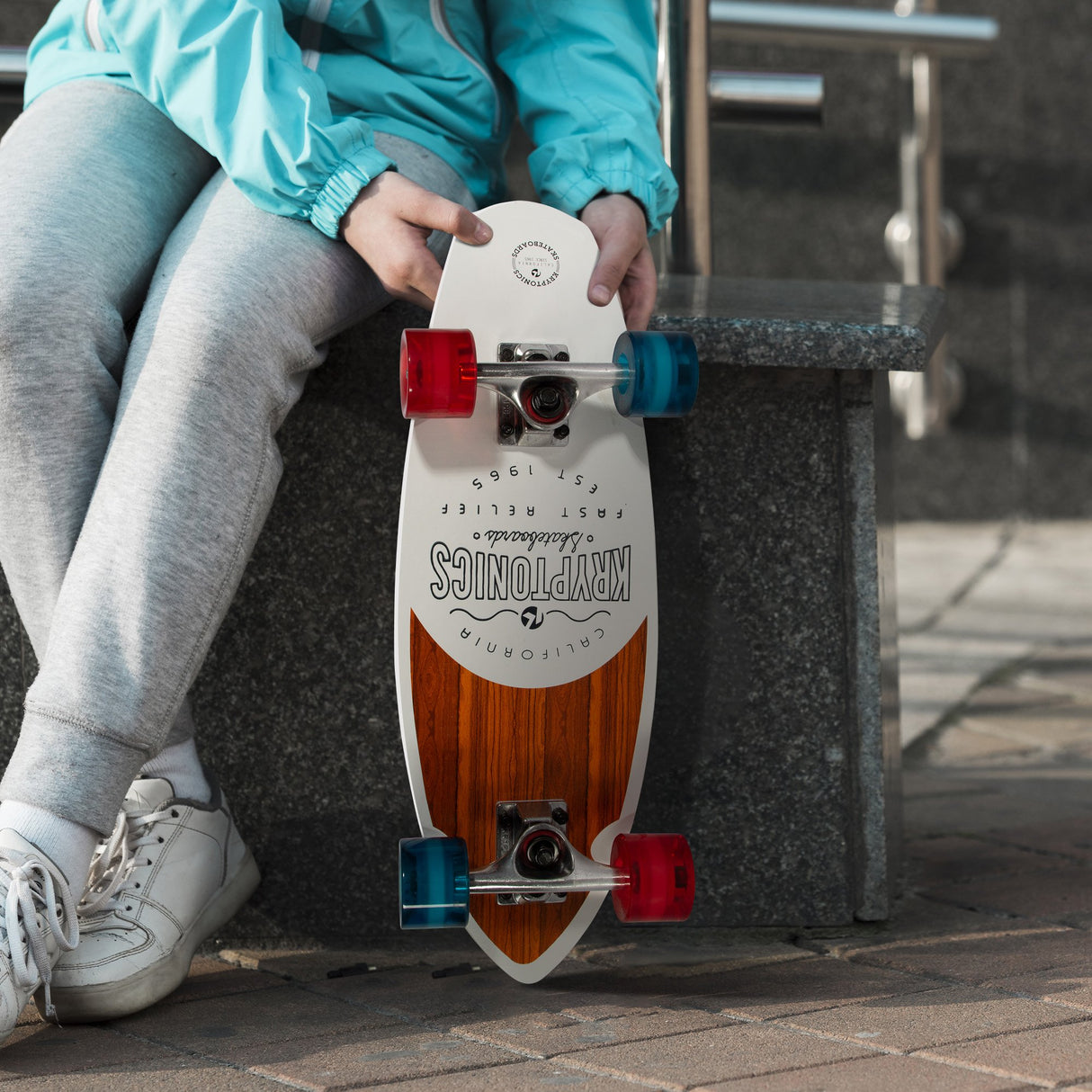 Kryptonics 23-inch Mini Fat Cruiser Board Skateboard - Liberty Blue
