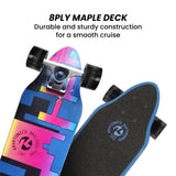 Kryptonics 26-inch Skateboard Mini Cutaway Cruiser Board - 89 IS Fine - 45-Degree Angle