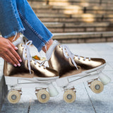 Circle Society Adjustable Quad Kids Roller Skates - Metallic Rose Gold Rhythm Skates