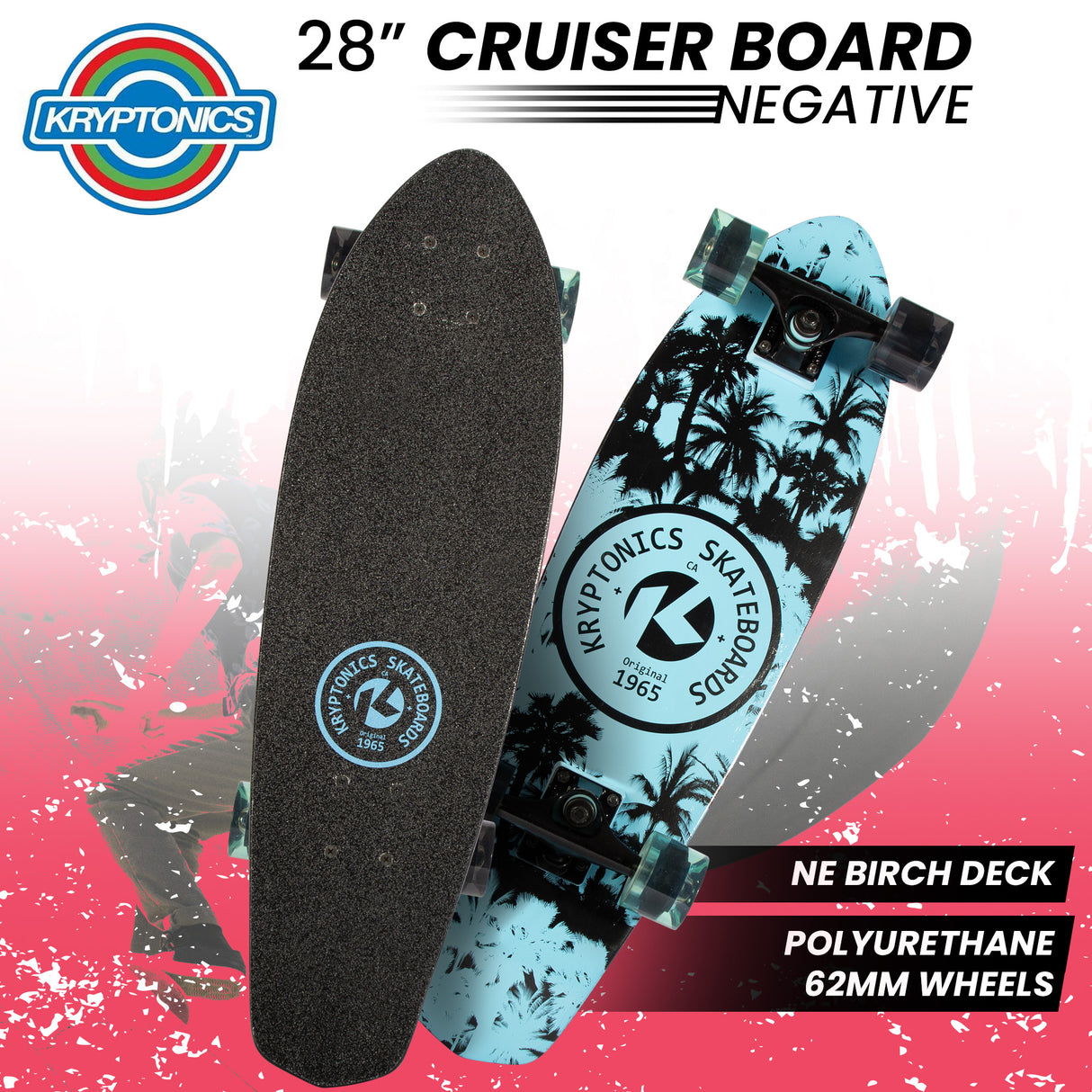 Kryptonics 28-Inch Skateboard Cruiser Board - Negative