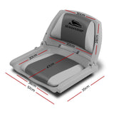 Seamanship 2X Folding Boat Seats Marine Seat Swivel Low Back 4cm Padding Grey - Front View