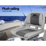 Seamanship 2X Folding Boat Seats Marine Seat Swivel Low Back 4cm Padding Grey - Top-Down View