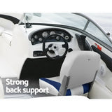 Seamanship 2X Folding Boat Seats Marine Swivel Low Back 13cm Padding Grey Blue - Rear View