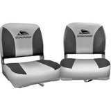Seamanship 2X Folding Boat Seats Marine Swivel Low Back 13cm Padding Charcoal