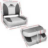 Seamanship 2X Folding Boat Seats Marine Swivel Low Back 13cm Padding Charcoal - Front View
