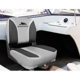 Seamanship 2X Folding Boat Seats Marine Swivel Low Back 13cm Padding Charcoal - Side View