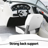 Seamanship 2X Folding Boat Seats with 2X Adjustable Pedestals 34–46cm Marine Swivel Low Back 13cm Padding Charcoal - Low Angle