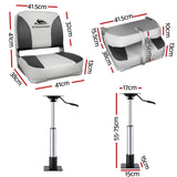 Seamanship 2X Folding Boat Seats with 2X Adjustable Pedestals 55–75cm Marine Swivel Low Back 13cm Padding Charcoal - Front View
