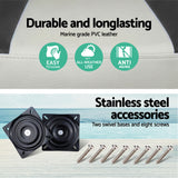Seamanship 2X Folding Boat Seats with 2X Adjustable Pedestals 55–75cm Marine Swivel Low Back 13cm Padding Charcoal - Rear View