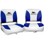 Seamanship 2X Folding Boat Seats Marine Swivel Low Back 13cm Padding White Blue