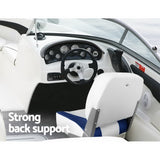 Seamanship 2X Folding Boat Seats Marine Swivel Low Back 13cm Padding White Blue - Rear View