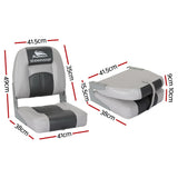 Seamanship 2X Folding Boat Seats Marine Swivel Low Back 10cm Padding Charcoal - Front View