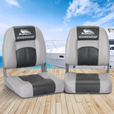 Seamanship 2X Folding Boat Seats Marine Swivel Low Back 10cm Padding Charcoal - Close-Up Angle