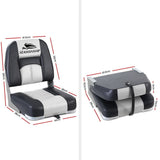 Seamanship 2X Folding Boat Seats Marine Seat Swivel Low Back 10cm Padding Grey - Front View