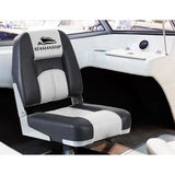 Seamanship 2X Folding Boat Seats Marine Seat Swivel Low Back 10cm Padding Grey - Side View