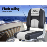 Seamanship 2X Folding Boat Seats Marine Seat Swivel Low Back 10cm Padding Grey - Top-Down View