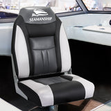 Seamanship 2X Folding Boat Seats Marine Seat Swivel High Back 12cm Padding Black - Top-Down View