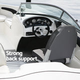 Seamanship 2X Folding Boat Seats Marine Seat Swivel High Back 12cm Padding Black - Rear View