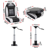 Seamanship 2X Folding Boat Seats with 2X Adjustable Pedestals 34–46cm Marine Seat Swivel High Back 12cm Padding Black - Front View