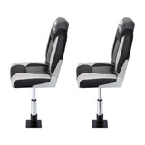 Seamanship 2X Folding Boat Seats with 2X Adjustable Pedestals 34–46cm Marine Seat Swivel High Back 12cm Padding Black