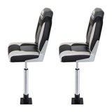 Seamanship 2X Folding Boat Seats with 2X Adjustable Pedestals 55–75cm Marine Seat Swivel High Back 12cm Padding Black