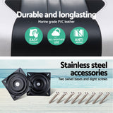 Seamanship 2X Folding Boat Seats with 2X Adjustable Pedestals 55–75cm Marine Seat Swivel High Back 12cm Padding Black - Close-Up Angle