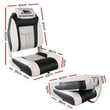 Seamanship 2X Folding Boat Seats Marine Seat Swivel High Back 12cm Padding Grey - Front View