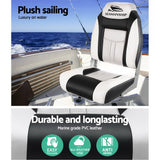 Seamanship 2X Folding Boat Seats Marine Seat Swivel High Back 12cm Padding Grey - Top-Down View