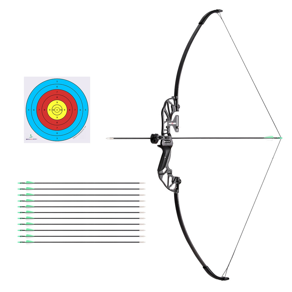 Beginner-Friendly 55lbs Recurve Takedown Bow and Arrow Set for Hunting - Green
