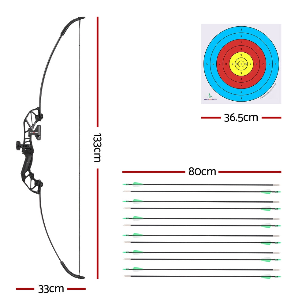 Beginner-Friendly 55lbs Recurve Takedown Bow and Arrow Set for Hunting - Green