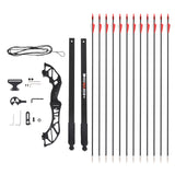 Beginner's Recurve Takedown Archery Set - 55lbs Bow and 12 Fiberglass Arrows in Red - Side View