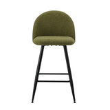 Oikiture 4x Bar Stools Kitchen Counter Stool Green Boucle Padded - Rear View