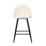 Oikiture 2x Bar Stools Kitchen Counter Stool White Boucle Padded