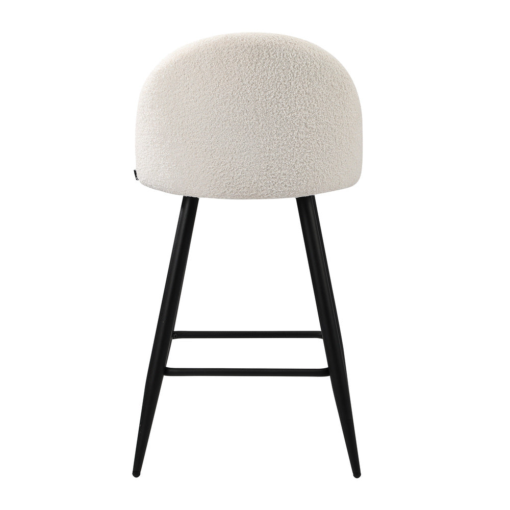 Oikiture 2x Bar Stools Kitchen Counter Stool White Boucle Padded