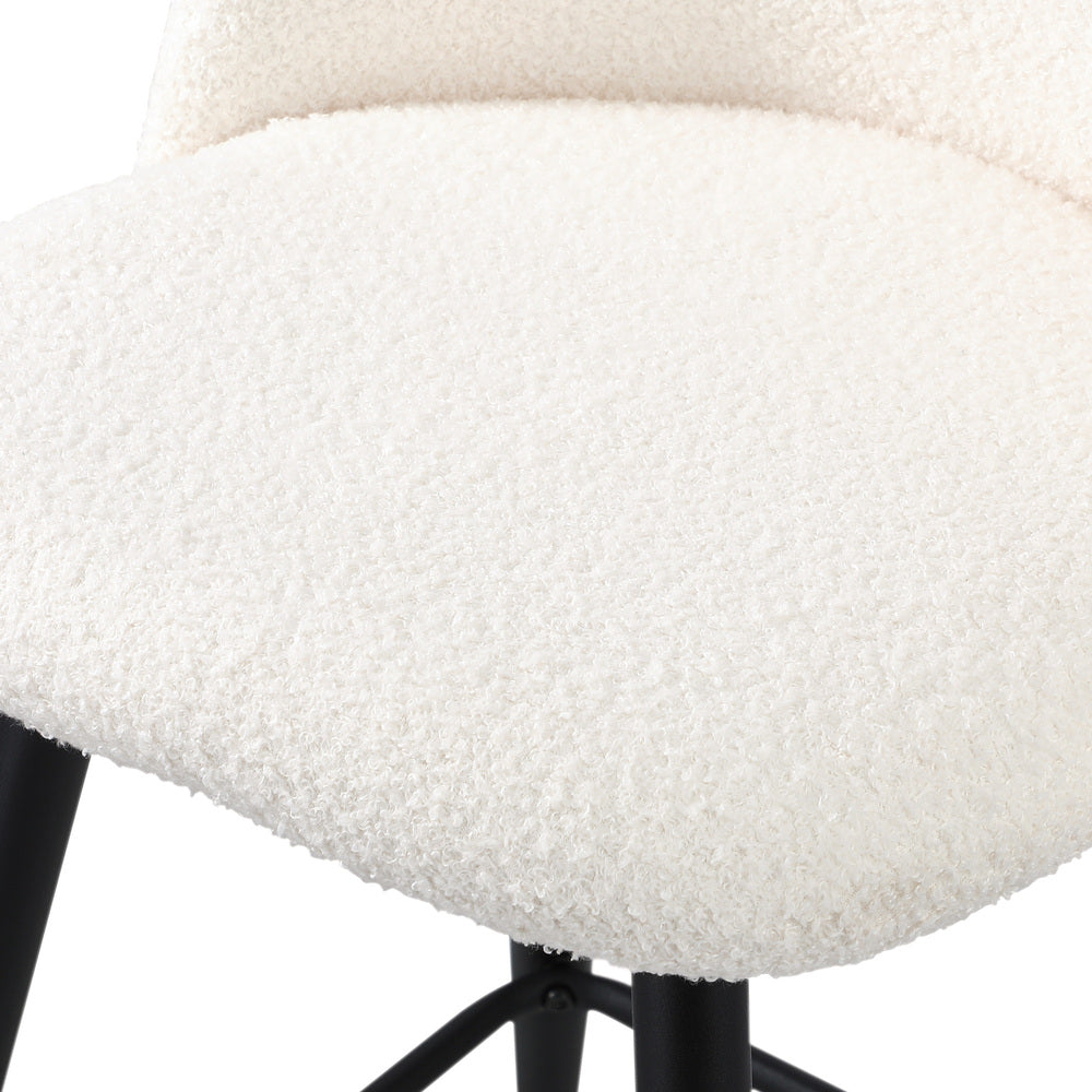 Oikiture 2x Bar Stools Kitchen Counter Stool White Boucle Padded