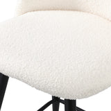 Oikiture 2x Bar Stools Kitchen Counter Stool White Boucle Padded - Front View