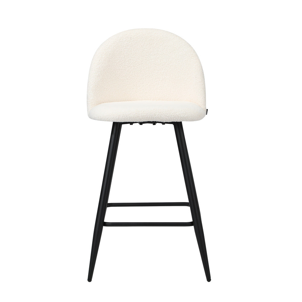 Oikiture 4x Bar Stools Kitchen Counter Stool White Boucle Padded