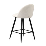 Oikiture 4x Bar Stools Kitchen Counter Stool White Boucle Padded - Close-Up Angle