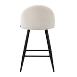 Oikiture 4x Bar Stools Kitchen Counter Stool White Boucle Padded - Front View