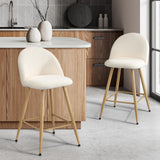 Oikiture 2x Bar Stools Kitchen Counter Stool Boucle Padded Stools - Top-Down View