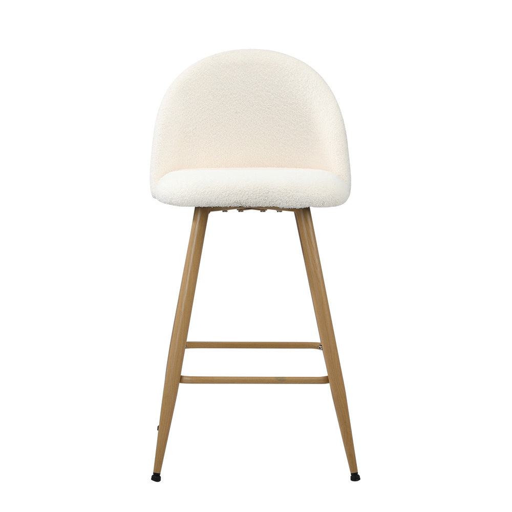 Oikiture 2x Bar Stools Kitchen Counter Stool Boucle Padded Stools