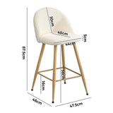 Oikiture 2x Bar Stools Kitchen Counter Stool Boucle Padded Stools