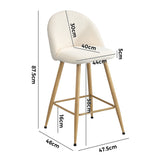 Oikiture 2x Bar Stools Kitchen Counter Stool Boucle Padded Stools - Side View
