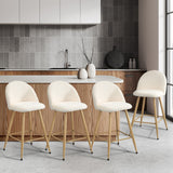 Oikiture 4x Bar Stools Kitchen Counter Stool Boucle Padded Stools - 45-Degree Angle