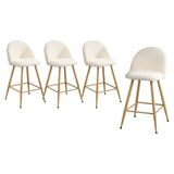 Oikiture 4x Bar Stools Kitchen Counter Stool Boucle Padded Stools