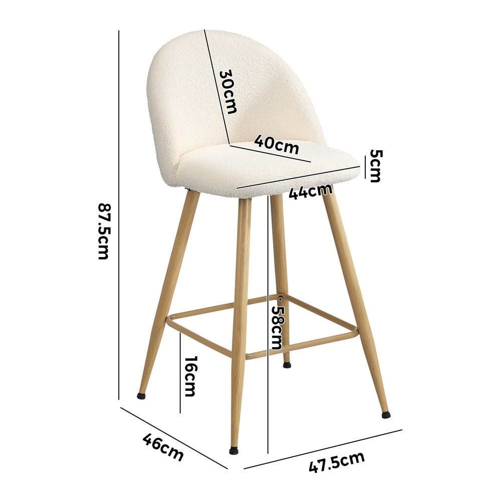 Oikiture 4x Bar Stools Kitchen Counter Stool Boucle Padded Stools