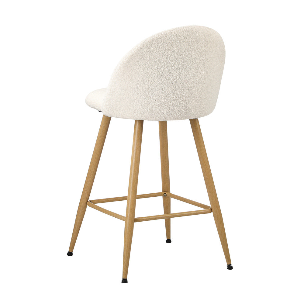 Oikiture 4x Bar Stools Kitchen Counter Stool Boucle Padded Stools