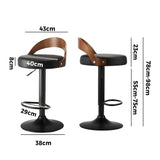 Oikiture Bar Stools Gas Lift Swivel Padded Seat x2 - Rear View