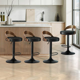 Oikiture 4x Bar Stools with Gas Lift Swivel Wooden PU Leather - Rear View
