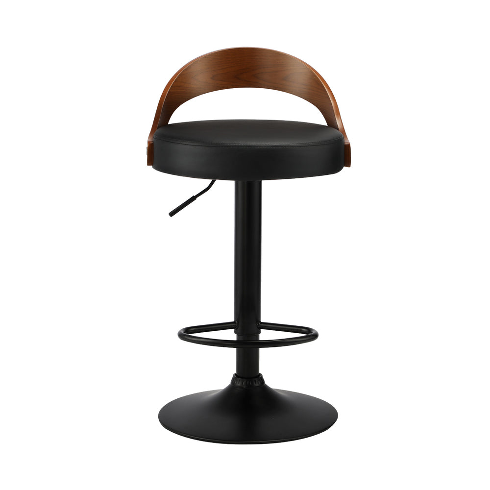 Oikiture 4x Bar Stools with Gas Lift Swivel Wooden PU Leather